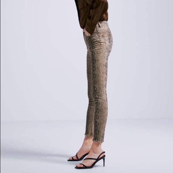 Zara Denim - Zara premium hi-rise snake print skinny jeans